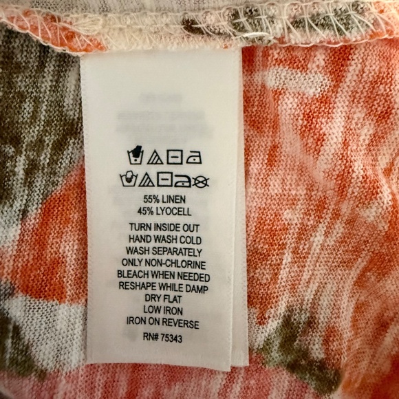 Joie Plus Short Sleeve Floral‎ Print Linen Blend Top Blouse Size 2X - Picture 8 of 8